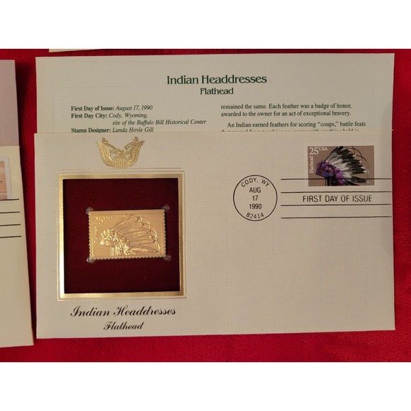 Lot of  4 Golden Replicas Of United States Stamps 22kt Gold U.S. First Day Issue - Picture 2 of 6